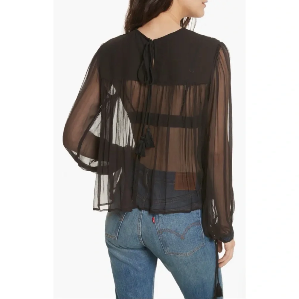 NWT Free People Retro Sheer Blouse - Picture 5 of 8
